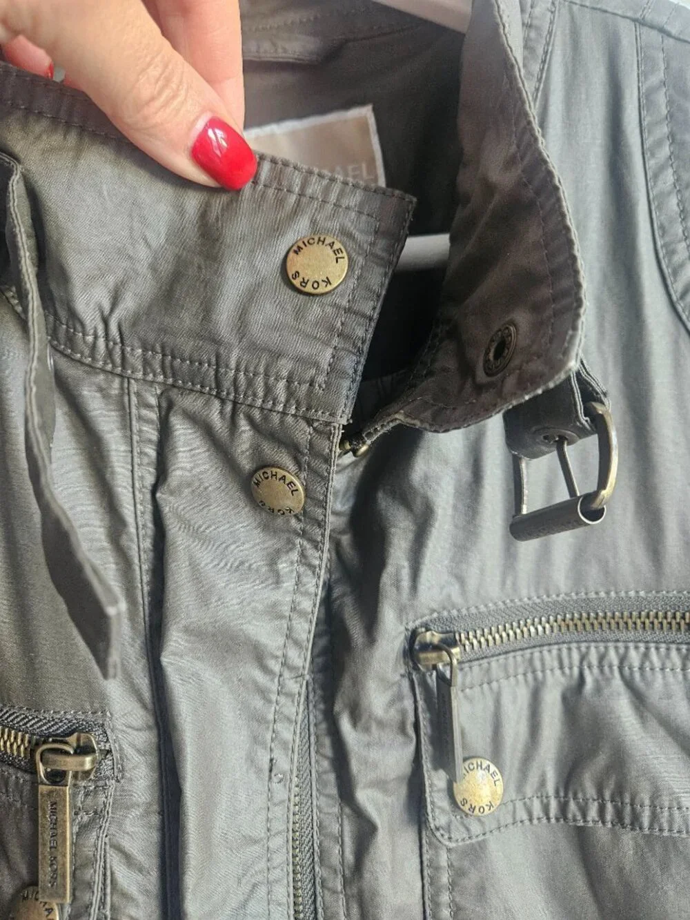 MICHAEL Michael Kors Olive Green Belted Military Utility Field Jacket M